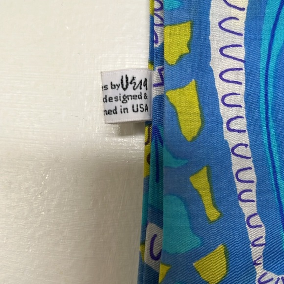 Vintage Vera Neuman Paisley Silk Blue Yellow Scarf - Picture 5 of 8